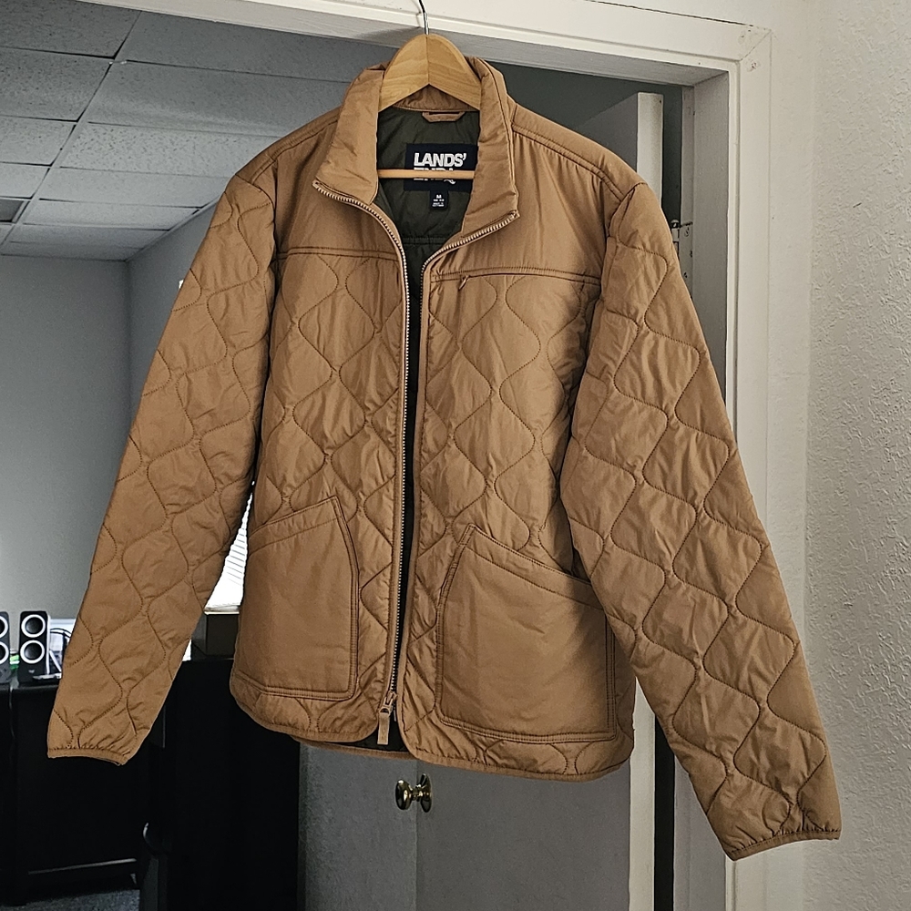 Lands' End Men's Insulated Quilted Jacket Golden Tan Size Medium 38-40 New